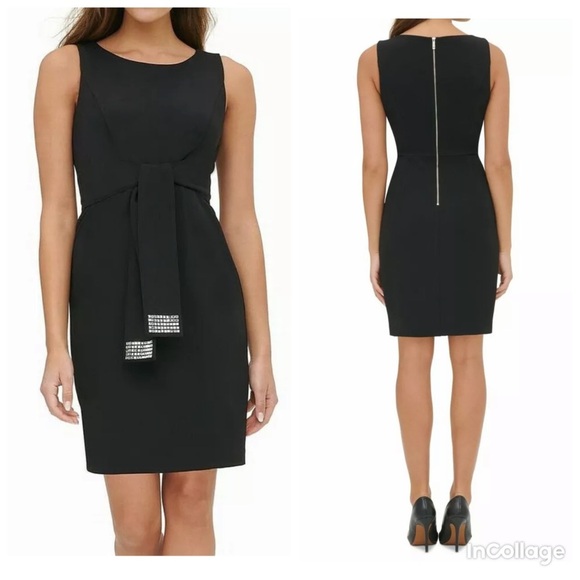 Tommy Hilfiger Sequin-Tie Sheath Dress Black Sz 4 - Picture 1 of 15